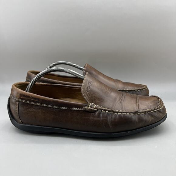 Ecco Classic Moc 2.0 Driving Loafers Men's Size 10 US, 44 EU Brown Leather Shoes - Picture 1 of 9